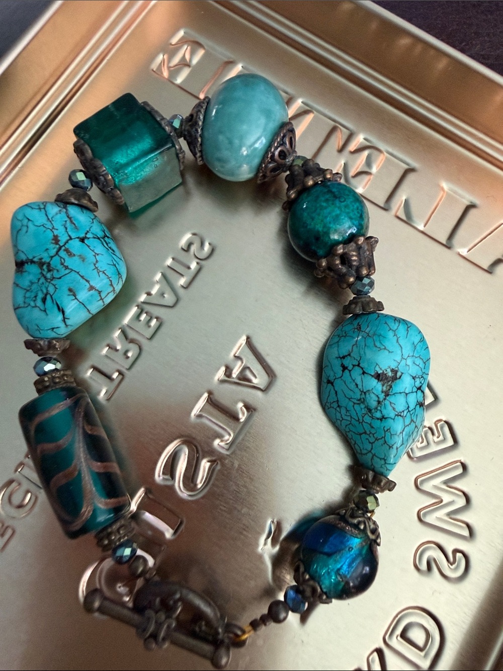 Source Unknown Turquoise & Teal Beaded Bracelet